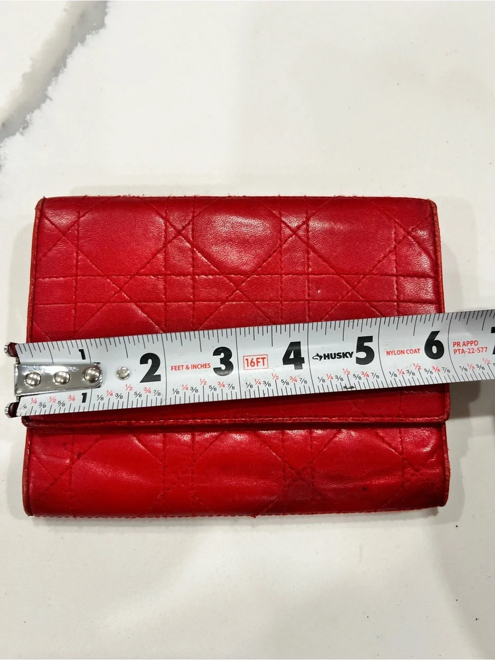 Authentic Christian Dior Cannage Travel Wallet Red + COA